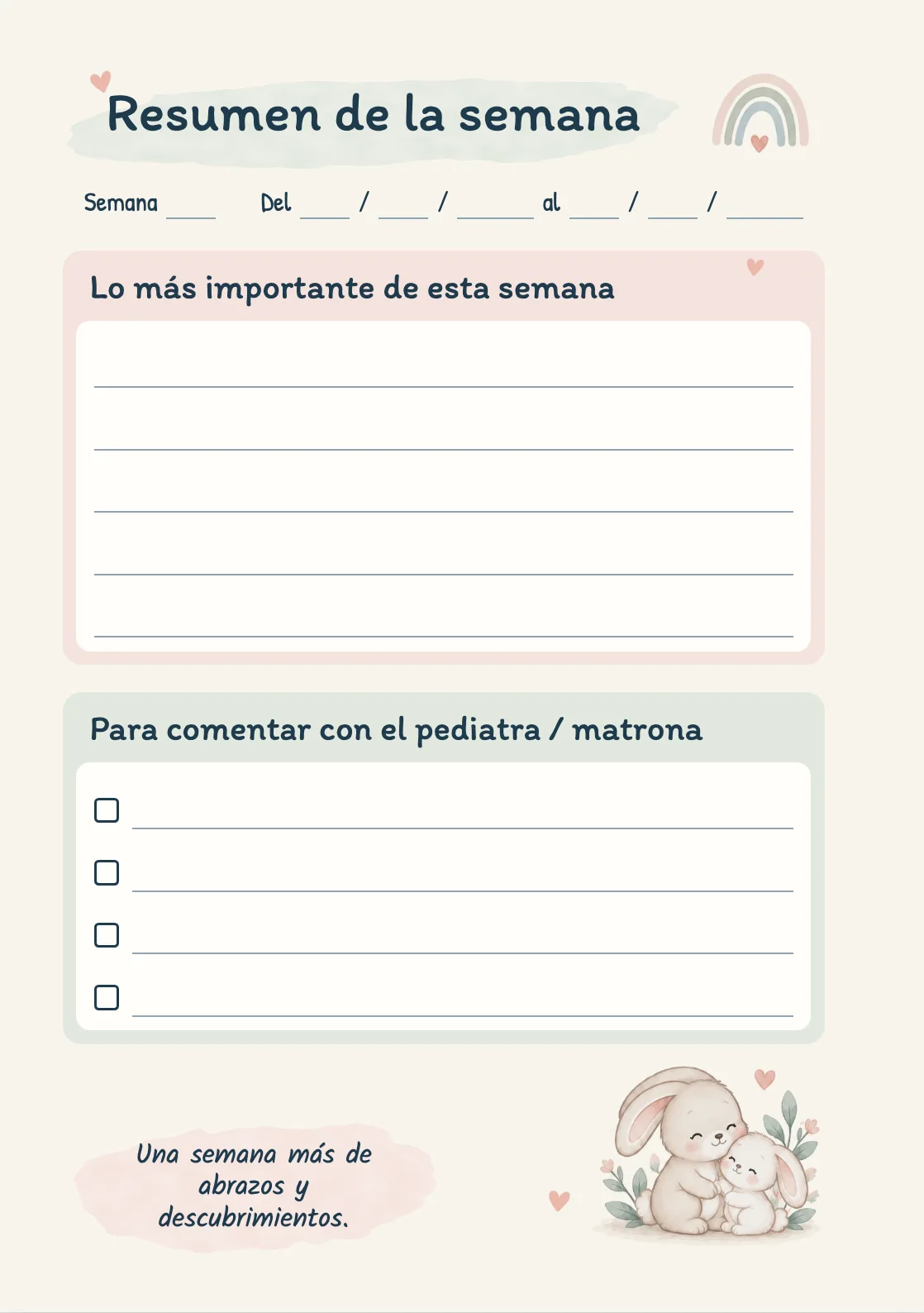 Página Resumen de la semana